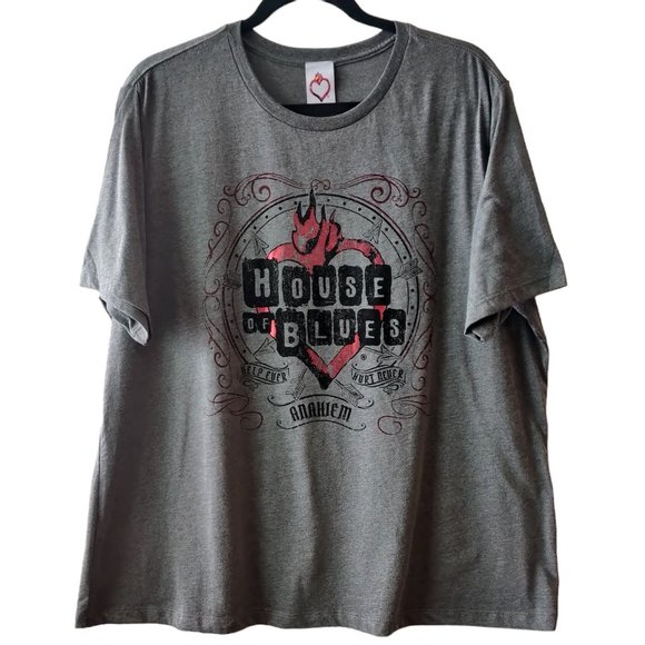 House Of Blues Anaheim Unisex NWT Gray Logo Graphic Short Sleeve T-Shirt Top 2XL - Picture 1 of 5